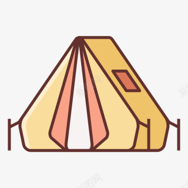 露营帐篷夏季旅行线性颜色图标图标