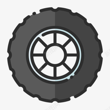 轮胎17号赛车线性颜色图标图标