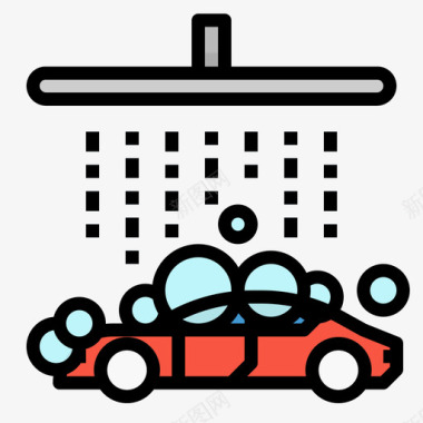 洗车汽车服务5线性颜色图标图标