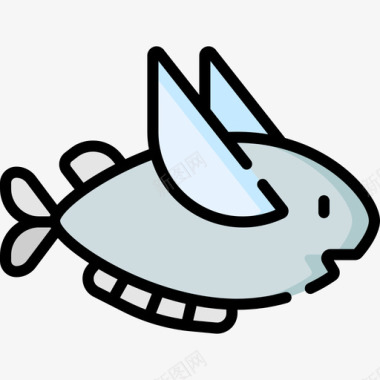 飞鱼海洋生物56线形颜色图标图标