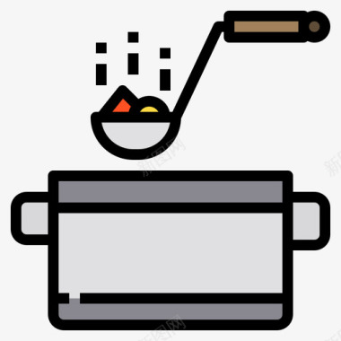 锅厨房88线性颜色图标图标
