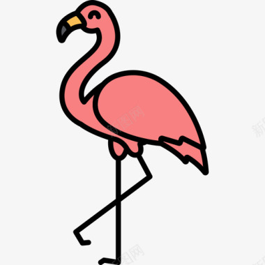 火烈鸟动物27线形颜色图标图标