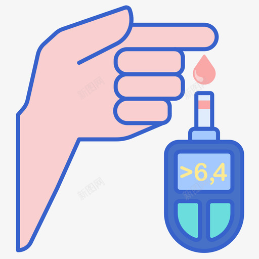 线状2型糖尿病图标svg_新图网 https://ixintu.com 糖尿病 线状