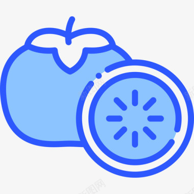 柿子水果19蓝色图标图标