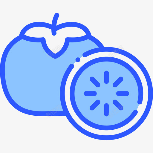 柿子水果19蓝色图标svg_新图网 https://ixintu.com 柿子 水果 蓝色