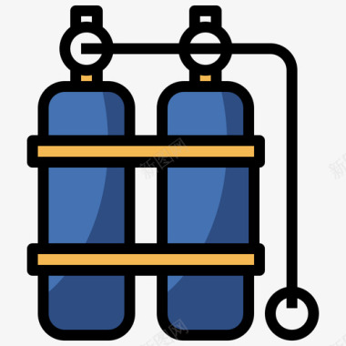 氧气潜水39线性颜色图标图标
