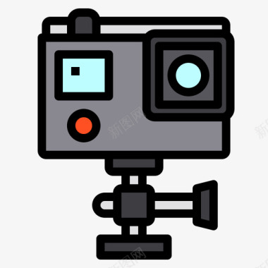 动作摄像机小工具20线性颜色图标图标