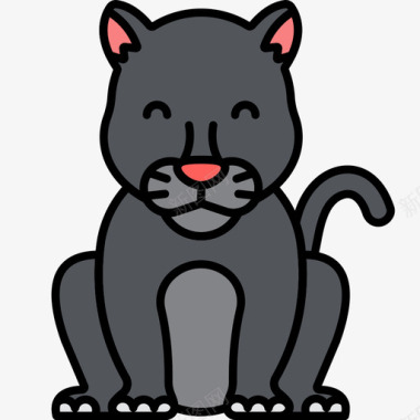 黑豹动物27线性颜色图标图标