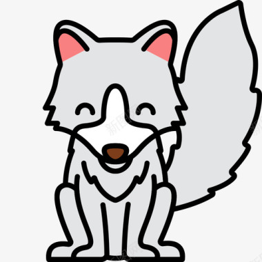 北极狐动物27线形颜色图标图标