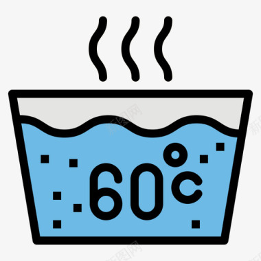 热水洗衣房50线性颜色图标图标