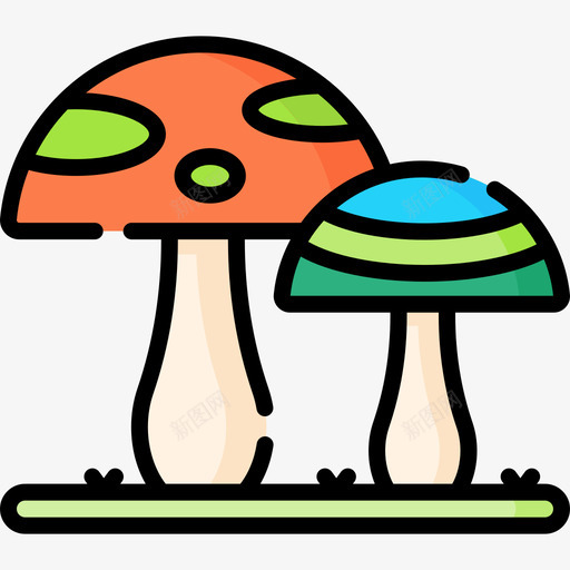 蘑菇动物和自然公园4线性颜色图标svg_新图网 https://ixintu.com 公园 动物 线性 自然 蘑菇 颜色
