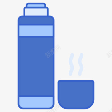 保温瓶冬季旅行线性颜色图标图标