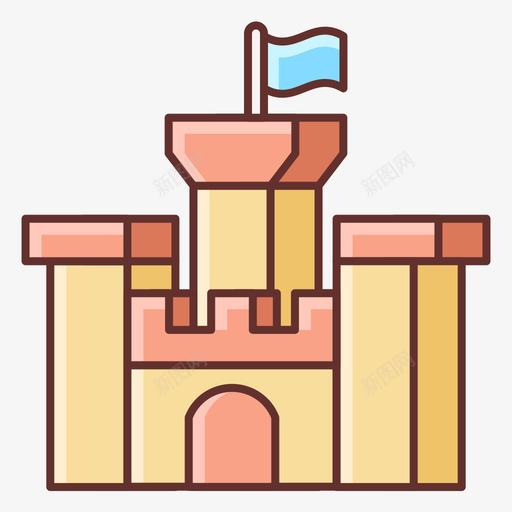 城堡夏季旅行线性色彩图标svg_新图网 https://ixintu.com 城堡 夏季 旅行 线性 色彩