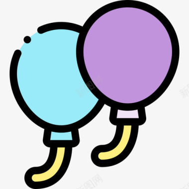 气球嘉年华69线性颜色图标图标