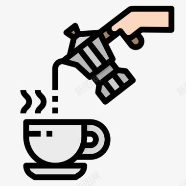 咖啡杯自由职业者4线性颜色图标图标