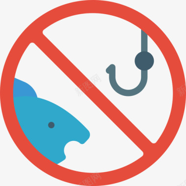 禁止钓鱼钓鱼41平坦图标图标