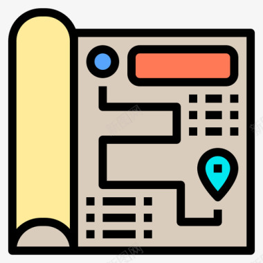 地图旅游工具2线颜色图标图标