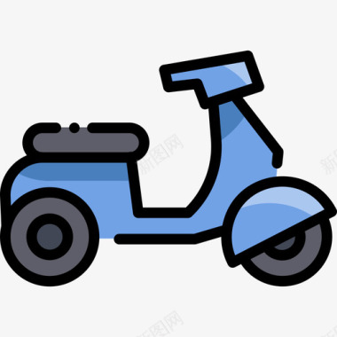 摩托车交通166线性颜色图标图标