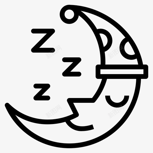 月亮睡眠38直线型图标svg_新图网 https://ixintu.com 月亮 直线 睡眠 线型