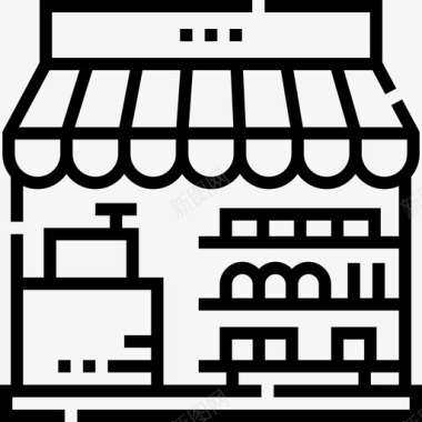 商店杂货店45线性图标图标