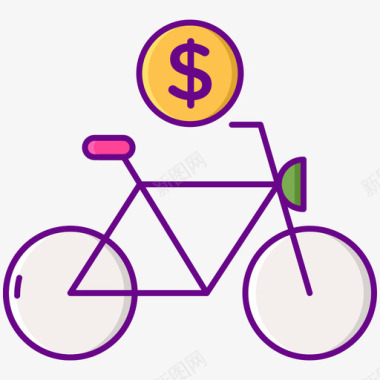 自行车夏季旅行1线性颜色图标图标