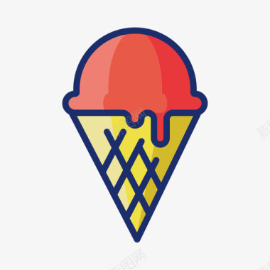 冰淇淋夏季旅行2线性颜色图标图标