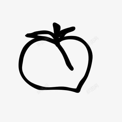 桃食物水果图标svg_新图网 https://ixintu.com 手绘 水果 食品 食物