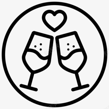 玻璃庆祝爱情图标图标
