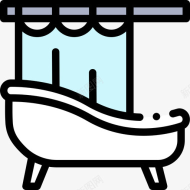 浴室酒店服务61线性颜色图标图标