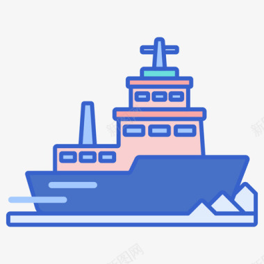 船冬季旅行线性颜色图标图标