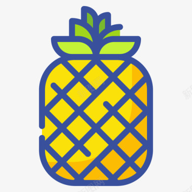 菠萝水果和蔬菜48线形颜色图标图标