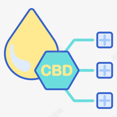 Cbd优势Cbd油2线性颜色图标图标