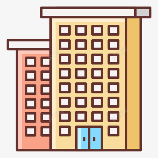公寓夏季旅行线性颜色图标svg_新图网 https://ixintu.com 公寓 夏季 旅行 线性 颜色