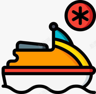 摩托艇救援与响应2线性颜色图标图标