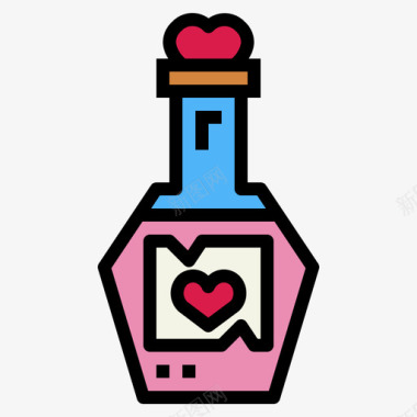 爱情药水爱情与情人节6线性颜色图标图标