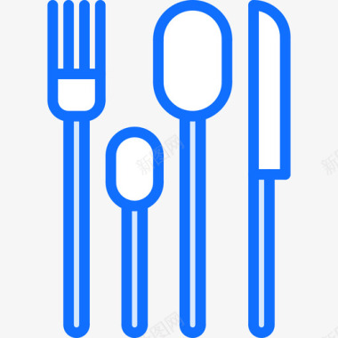 叉子厨房101蓝色图标图标