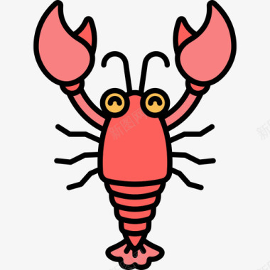 龙虾动物27线形颜色图标图标
