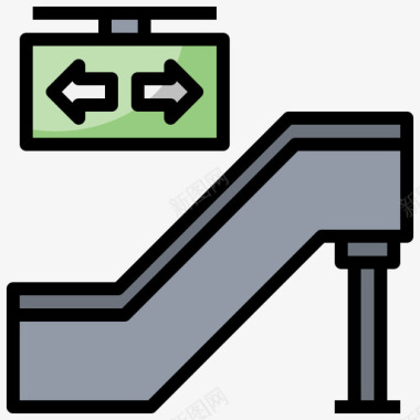 自动扶梯公共服务11线性颜色图标图标
