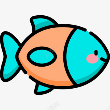 鱼自然97线形颜色图标图标