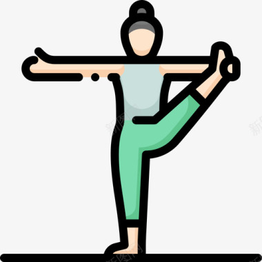 瑜伽瑜伽18线条色彩图标图标