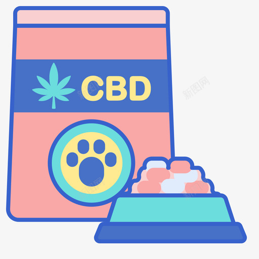 Cbd狗粮Cbd油2线性颜色图标svg_新图网 https://ixintu.com Cbd 狗粮 线性 颜色