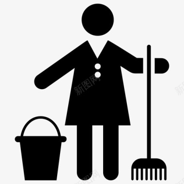 清扫家庭清洁女清洁工图标图标