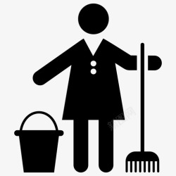 清洁工免扣PNG图清扫家庭清洁女清洁工图标高清图片