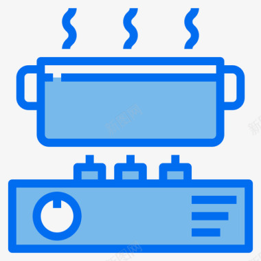 炉子厨房89蓝色图标图标