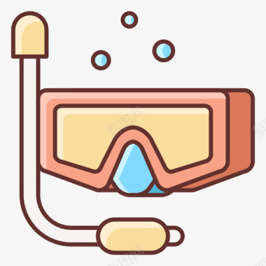 浮潜夏季旅行线性颜色图标图标