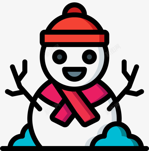 雪人冬季线性颜色图标svg_新图网 https://ixintu.com 冬季 线性 雪人 颜色