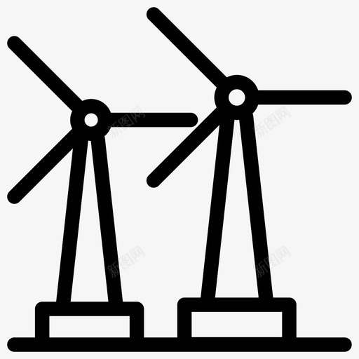 风车风电风能图标svg_新图网 https://ixintu.com 功率 发电厂 图形 图标 涡轮机 线图 速度 风力 风电 风能 风车