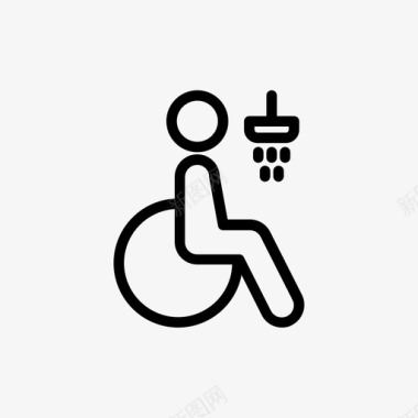 轮椅浴室象形图标牌图标