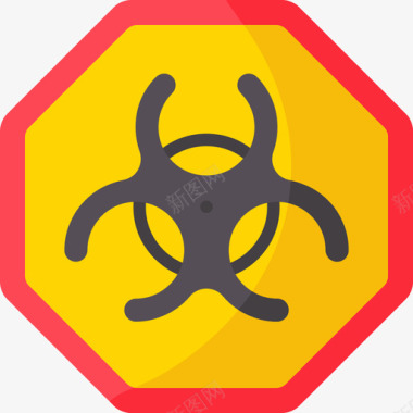 生物危害警报和警告5平坦图标图标