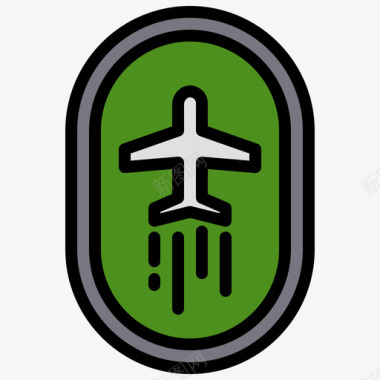 飞机127机场线性颜色图标图标